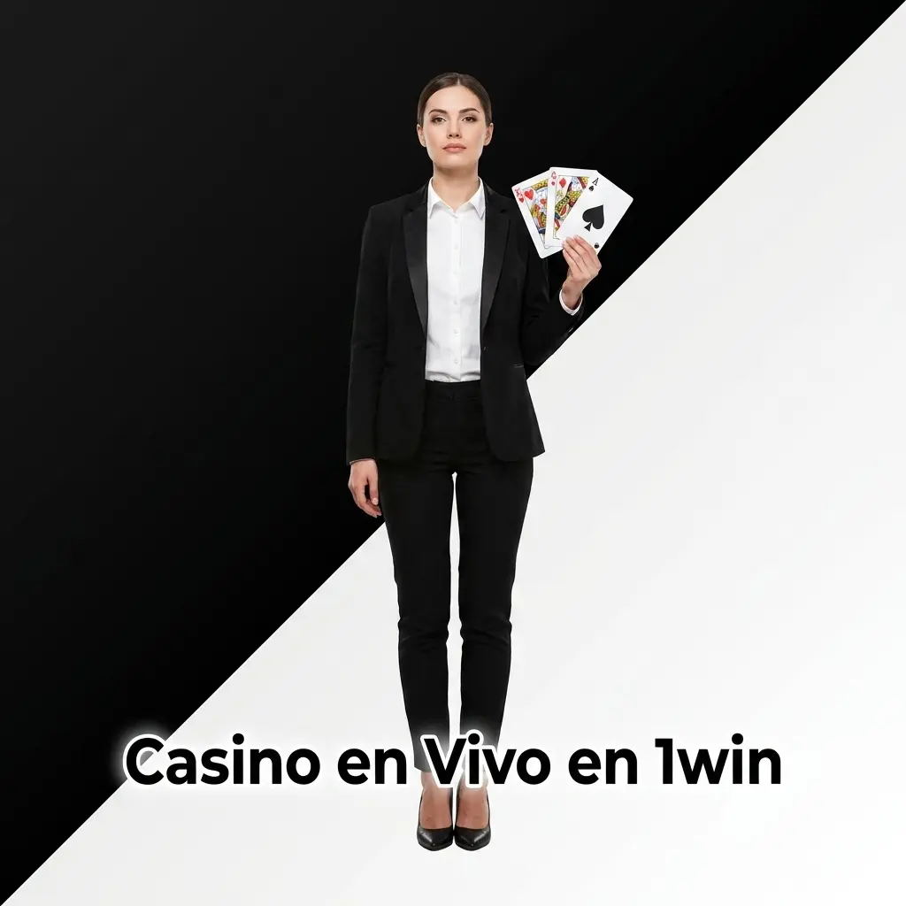 Crupier profesional en casino en vivo de 1win con transmisión HD de blackjack, ruleta y baccarat en tiempo real
