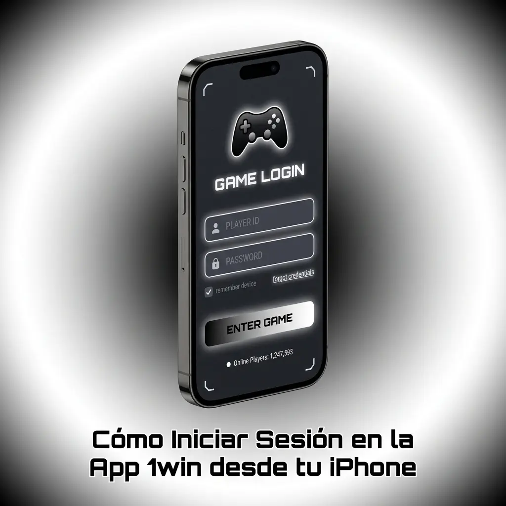 Pantalla de inicio de sesión en la app 1win para iPhone con campos de correo y contraseña en iOS
